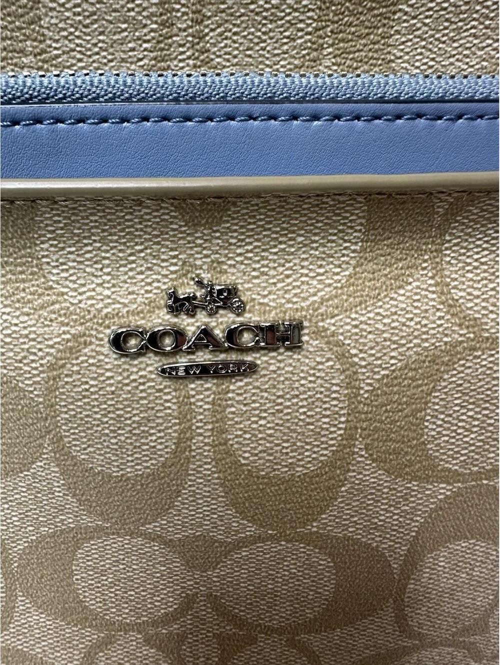 Coach SIgnature East West Crossbody Handbag Light Khaki Pool Zip Pouch F58316 - Picture 9 of 9
